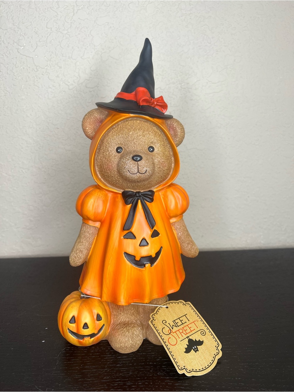 NEW Sweet Street 12” Halloween Teddy Bear Girl in Witch Costume Decor